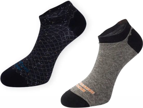 OneTrippel - Healthy Seas Socks - Sokken - Sneaker Sokken - Sokken Heren - 2 Paar - Triton & Hoki - Zwart - Grijs - EUR maat 41 46