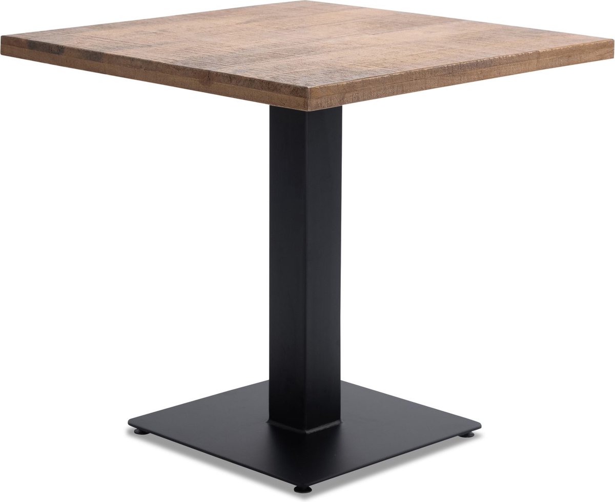 Icon Living - Horeca Eettafel James - 80x80 - Hout Naturel - Tafelonderstel Zwart
