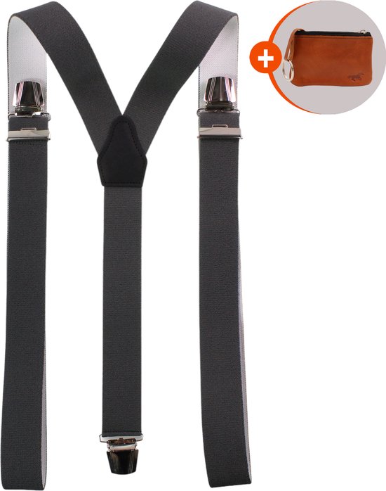 Safekeepers bretels heren - Bretels - bretels heren volwassenen - bretellen voor mannen - bretels heren met brede clip - donkergrijs