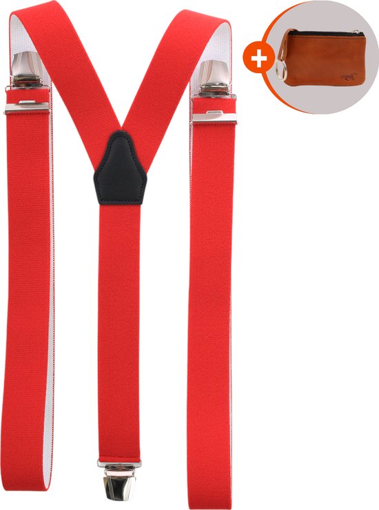 Safekeepers bretels heren - Bretels - bretels heren volwassenen - bretellen voor mannen - bretels heren met brede clip - rood