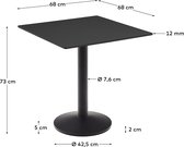 Kave Home - Zwarte Esilda-buitentafel met zwart gelakte metalen poot 70 x 70 x 70 cm