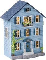 Poppenhuis - Houten Poppenhuis met Meubels - Kinderspeelgoed 1 jaar en Ouder - Blauw