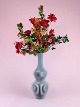 Zijden bloemen boeket - 95cm hoog - Kunstbloemen boeket "Red Velvet" met moderne 3D geprinte vaas - nep bloemen zijde boeket - Duurzame interieur decoratie - Kunstboeket kant-en-klaar gebonden inclusief luxe vaas