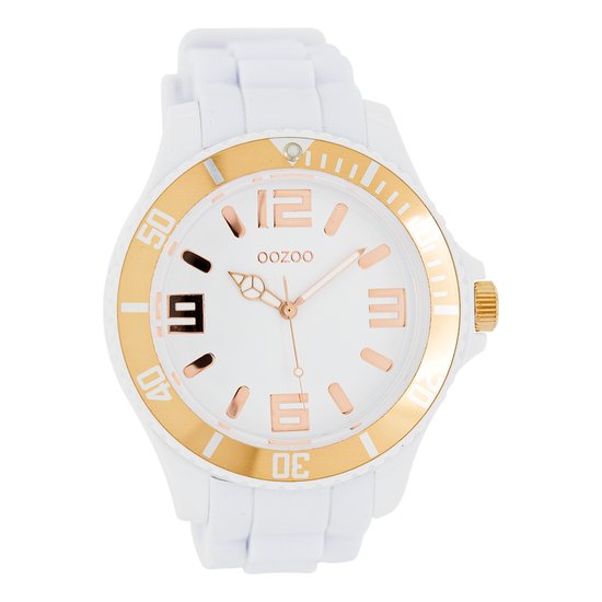 OOZOO Timepieces - Witte horloge met witte rubber band - C4161