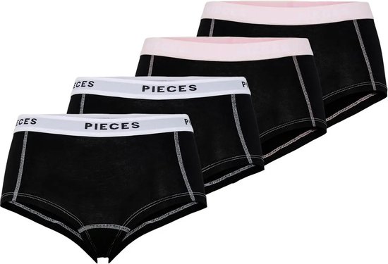 Pieces 4-Pack Dames short - Pack Pin - XS - Wit.