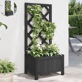 Plantenbak met klimrek - Bloembak - Weerbestendig - Met trellis - Buiten - Hout - Plantenrek - 22 Liter - Zwart