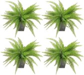 4x Kunstplanten varen 33 cm groen in pot - Kamerplanten groene varen in pot 4 stuks