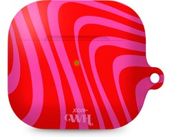 xoxo Wildhearts hoesje geschikt voor AirPods 3 - Berry Much - Matte - Ook als telefoonhoesje verkrijgbaar - schokbestendige case - koptelefoon hoesje - Mat - Beschermhoes met golvende print - golven - Rood - Roze