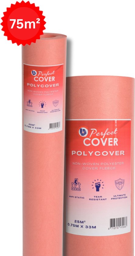 Foto: Perfect cover polycover 75m 140gsm vloerbescherming stucloper afdekvlies waterafstotend afdekfolie voor alle vloertypes bouw en renovatie