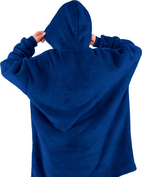 Zoem - Fleece deken met mouwen Donker blauw - fleece plaid - sweater - 280 gsm - trui - Snuggle Hoodie - Oversized fleece