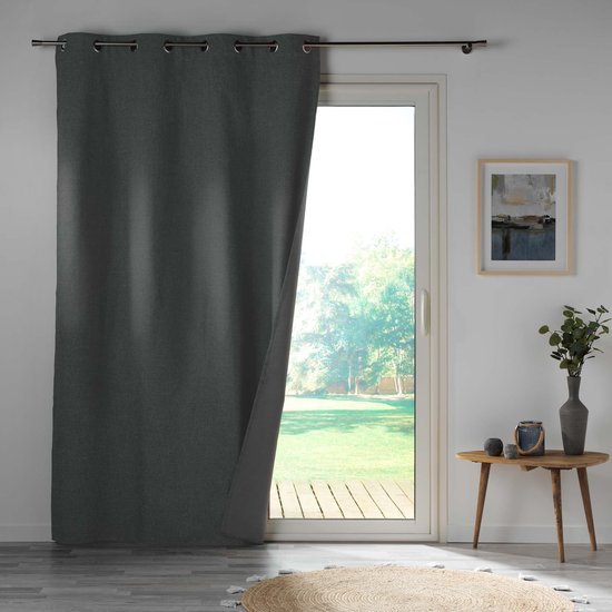 Wicotex - Gordijnen - Kant en klaar - Met ringen - Verduisterend - 140x260cm Kleur Grijs