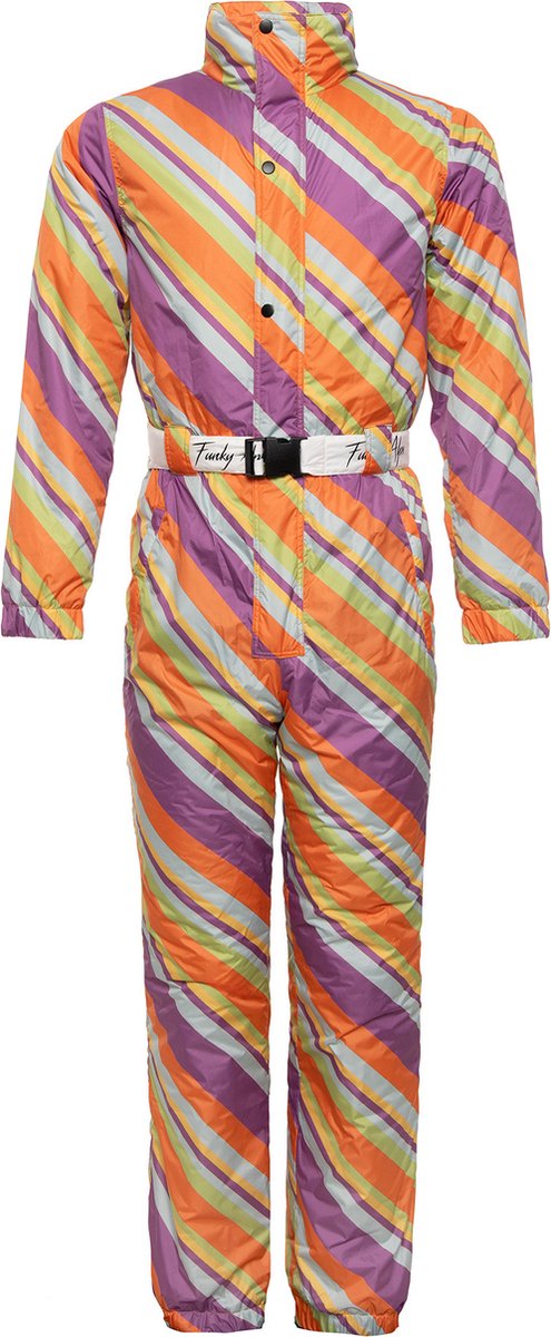 Funky Alps Skipak Retro Rainbow Vintage Onesie Skipak Wintersport Carnaval Apres-ski Foute Skipakken Regenboog