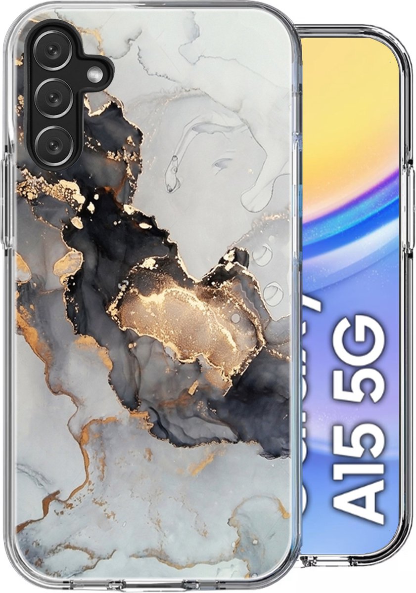 Hoesje geschikt voor Samsung Galaxy A15 - Back Cover Marmer Siliconen Case Wit