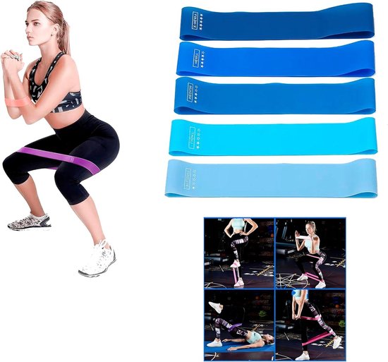 Fit Het Nieuwe Jaar In - Weerstandsbanden/Fitnessband 5 Verschillende Weerstandsniveaus Yoga Krachttraining Pilates Trainingsgids Opbergtas