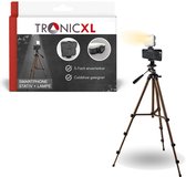 Trépied TronicXL 134 cm - Trépied pour votre smartphone avec lumière et support rotatif adapté au Live Streaming - Trépied Adaptateur téléphone portable - Lampe photo Vidéo LED - Caméra vidéo Selfie