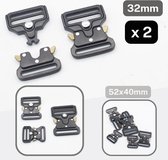 Steekgesp (rugzak-sluiting) YKK voor 25 mm band (zwart of wit