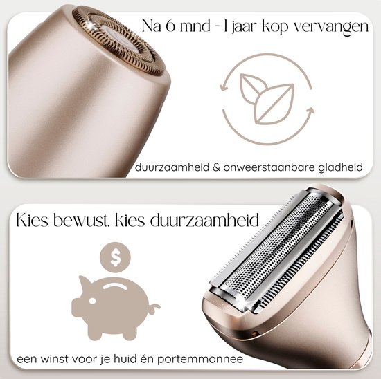 2-in-1 Ladyshave + Extra Scheerkop - Gezicht - Oksels - Benen - Bikinilijn - Scheerapparaat Vrouw - Ontharingsapparaat Electrisch Ontharen - Gezichtsontharing Dames - Trimmer Vrouw - Ladyshaves Bikini - USB Oplaadbaar