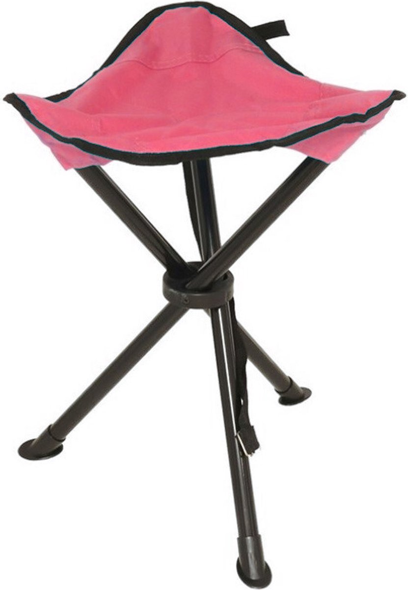 Redcliffs Opvouwbaar krukje driepoot - camping/outdoor - rood - aluminium - D34 x H40 cm