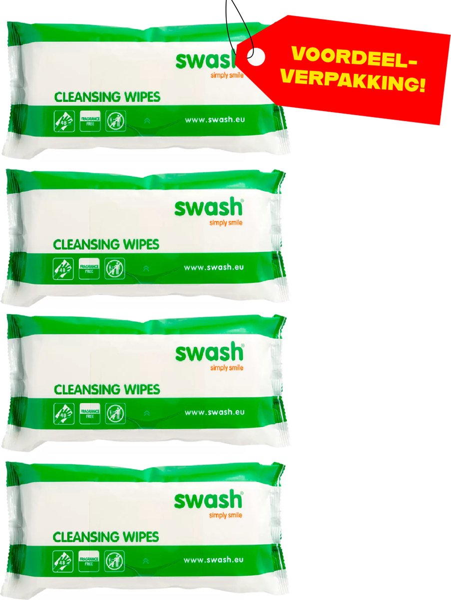 Goedkoopste 4x Swash Cleansing Wipes Parfumvrij - Voordeelverpakking!