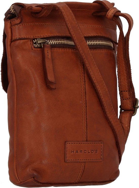 HAROLD'S Cuir Sac à épaule bandoulière Sac téléphone portable Submarine Smartphonebag Cognac Brun