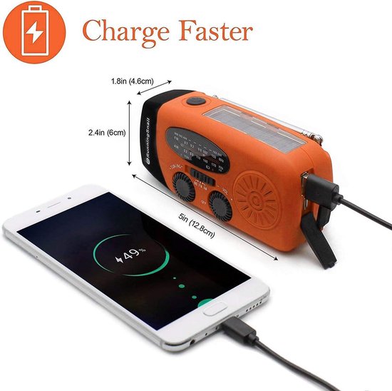 Radio à Manivelle LatestBuy 4-en-1 – Chargeur Urgence Dynamo Avec Lampe Torche – Neuf