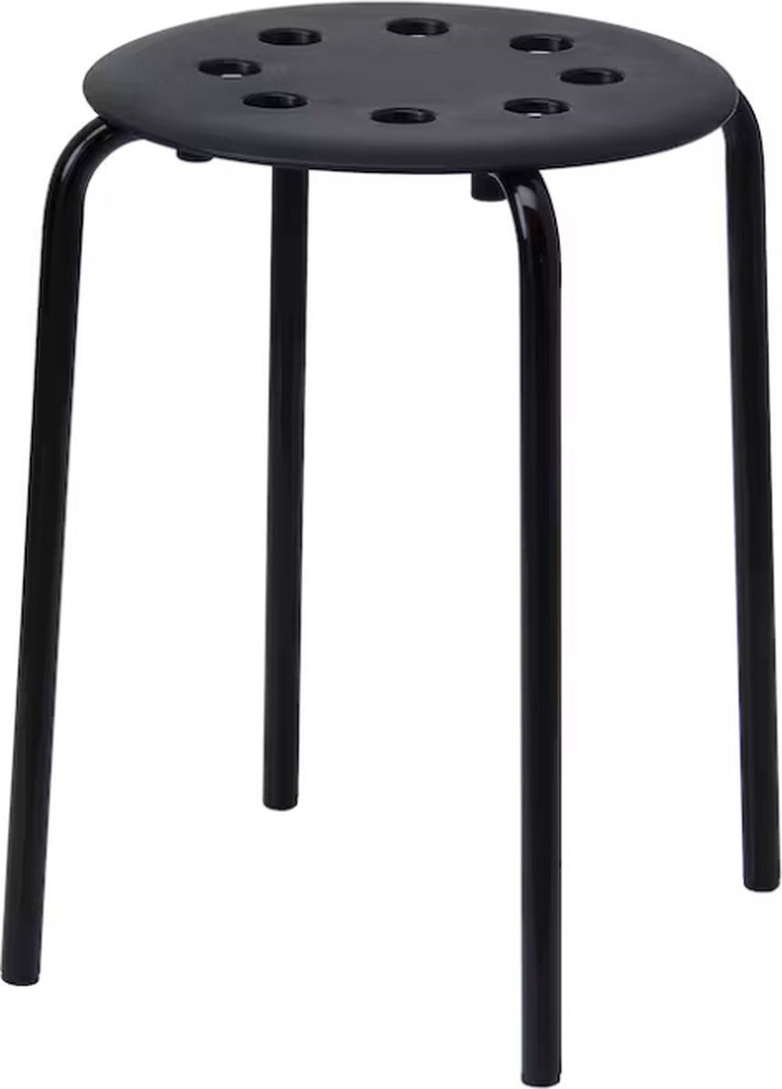 Ikea MARIUS Kruk, Stapelstoel, zwart, 45 cm