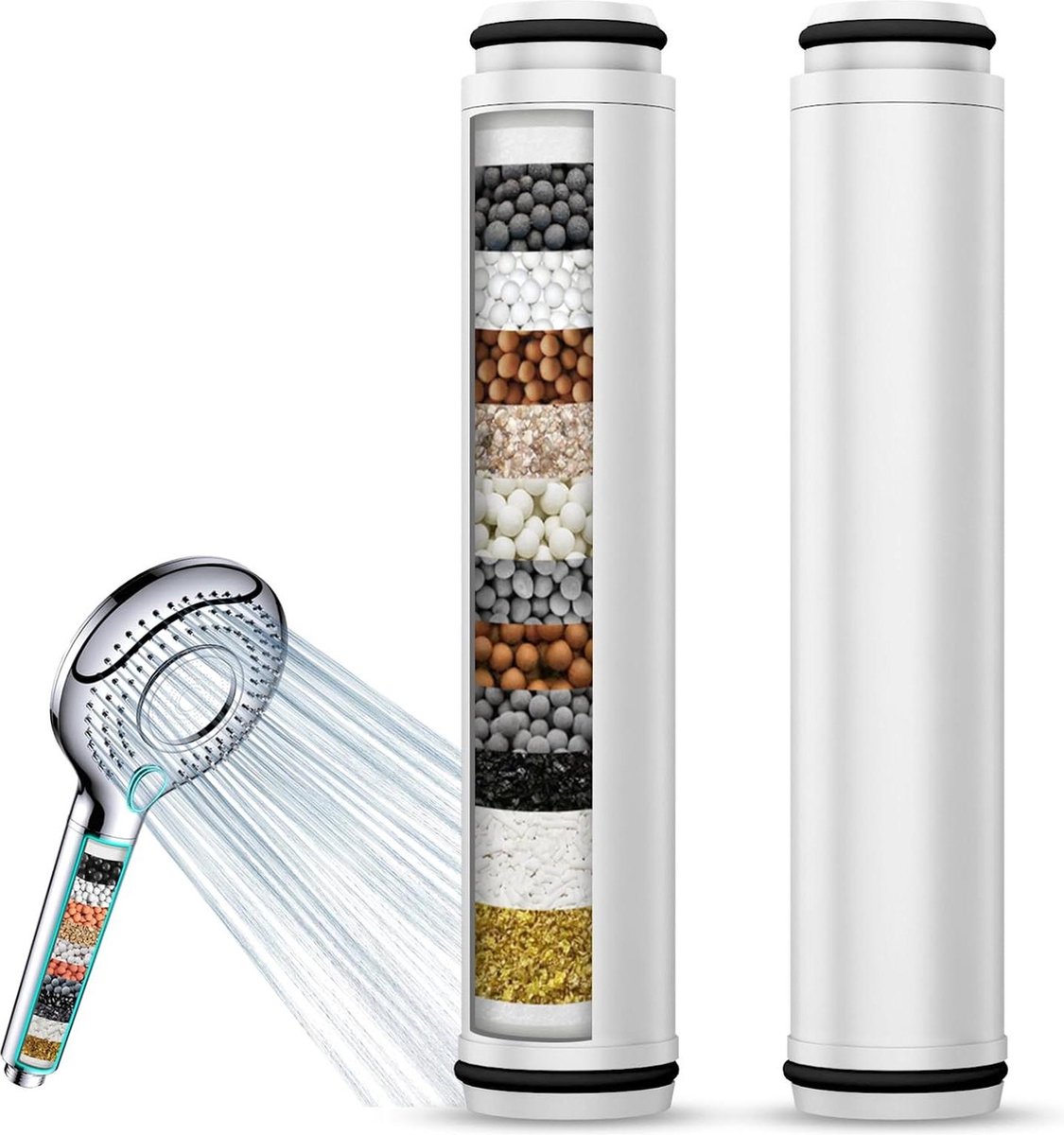 Filters - 2 stuks - Handdouche - 15 lagen - Hard water reinigen - Chloor verwijderen