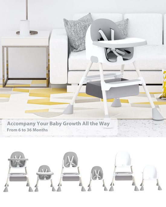 Verkoop Nederland® - baby - hoge stoel - 6 tot 36 maanden - 2-in-1 met voetensteun - afneembare dubbele lade - gemakkelijk schoon te maken van VER — afbeelding 3