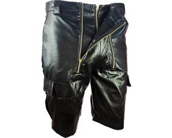 BNDGx® - Korte Broek Heren - Maat L - Open kruis Erotische Sex kleding - Nep Leer BDSM porno outfit Man Rollenspel kleding