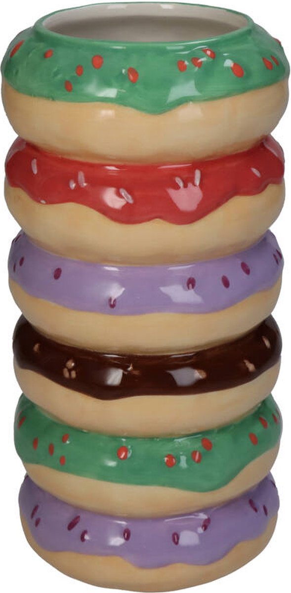 Kersten BV - Donut vaas- multicolour- 9x9x18 cm - Bloemenvaas - Voor binnen en buiten