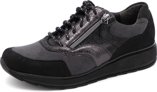 Durea Dames Sneaker - 6279-685-1143 Zwart/Antraciet - Wijdte H - Maat 7½ (41)