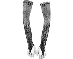BamBella® - Extra lange Handschoenen zwart S/M vingerloos glans shiny reptiel look Sexy fetish erotiek erotische lingerie accessoire - onesize