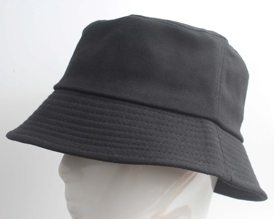 Bucket Hat - Effen 100% Katoen - UV Bescherming - Vissershoed - Unisex - Zwart