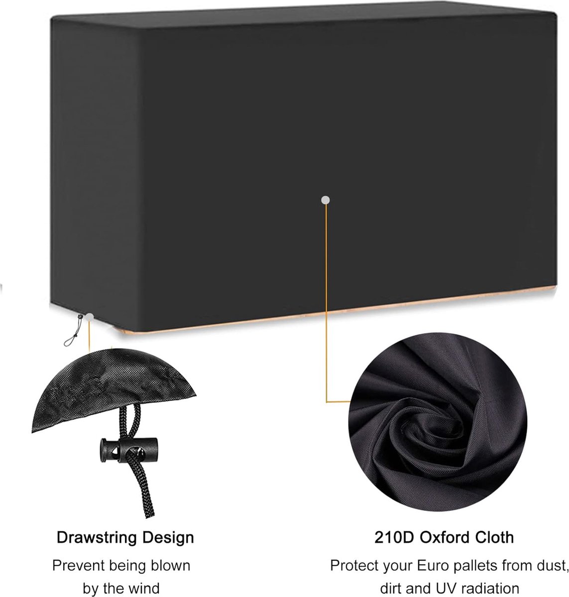 Housse De Protection Imperméable Pour Palette Euro - Tissu Oxford 600D - Taille 130x90x65 Cm (autres Tailles Dispo) - 2