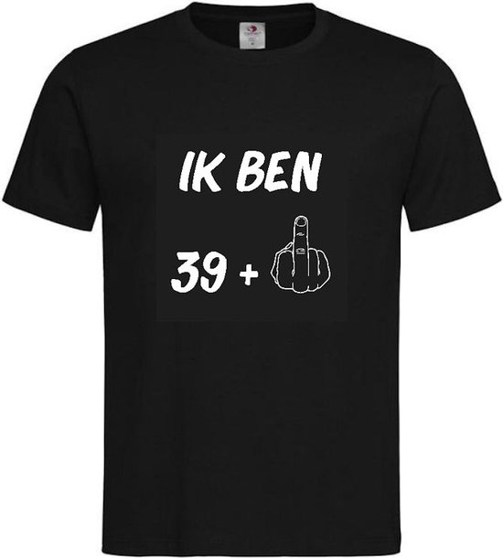 T-shirt Unisex Volwassenen Grappig Tekst "Ik ben 39+1" Op Voorkant | korte mouw | Zwart/wit | maat M