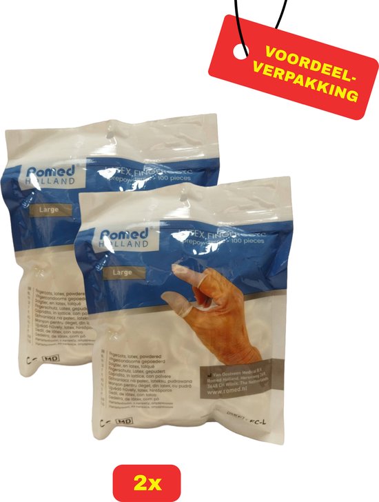 2 X Préservatifs Romed Finger Latex L - 2 x 100 pièces - Pack économique !