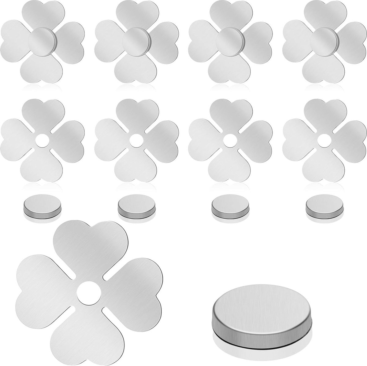 Lot 8 Poids De Nappe Magnétiques Trèfle Acier Inoxydable - Pinces Table Extérieur Anti-Vent