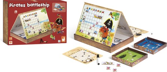 Foto: Janod spel strategiespel piraten slagschip klassiek zeeslag spel in een nieuw jasje met een piratenthema magnetisch met 2 moeilijkheidsgraden wie laat als eerste de schepen van zijn tegenstander zinken geschikt vanaf 5 jaar
