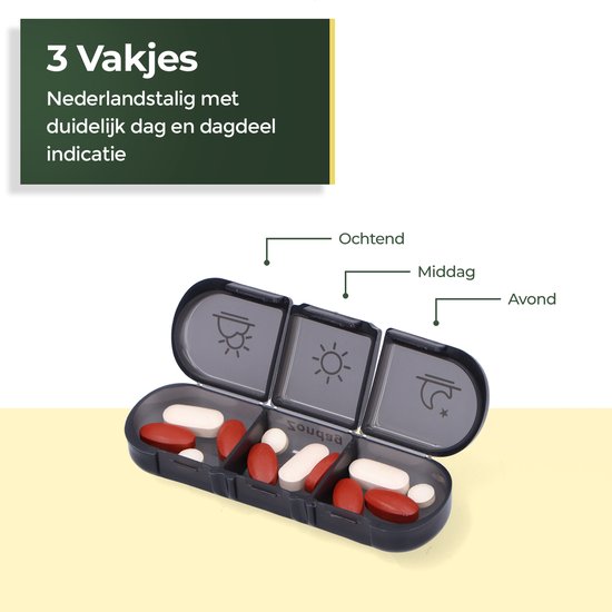Gandria Pilulier 7 Jours - Pilulier Amovible - Boîte à Médicaments avec 21 Compartiments - Boîte à Médicaments avec Fermeture Robuste - 3 Compartiments par Jour - Zwart