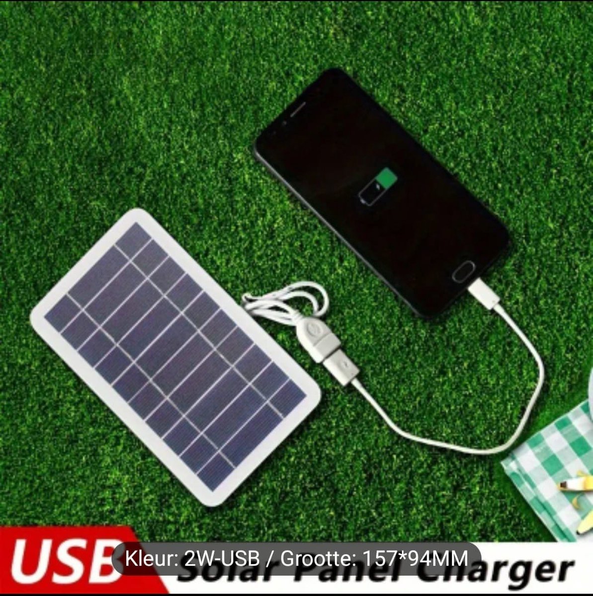 K&R Ventures® Draagbaar Zonnepaneel – Waterdichte Solar Oplader met USB – Zonne-energie Powerbank voor Telefoon, Tablet & Apparaten – Ideaal voor Kamperen, Reizen & Outdoor Gebruik – Compact & Efficiënt – foto 2