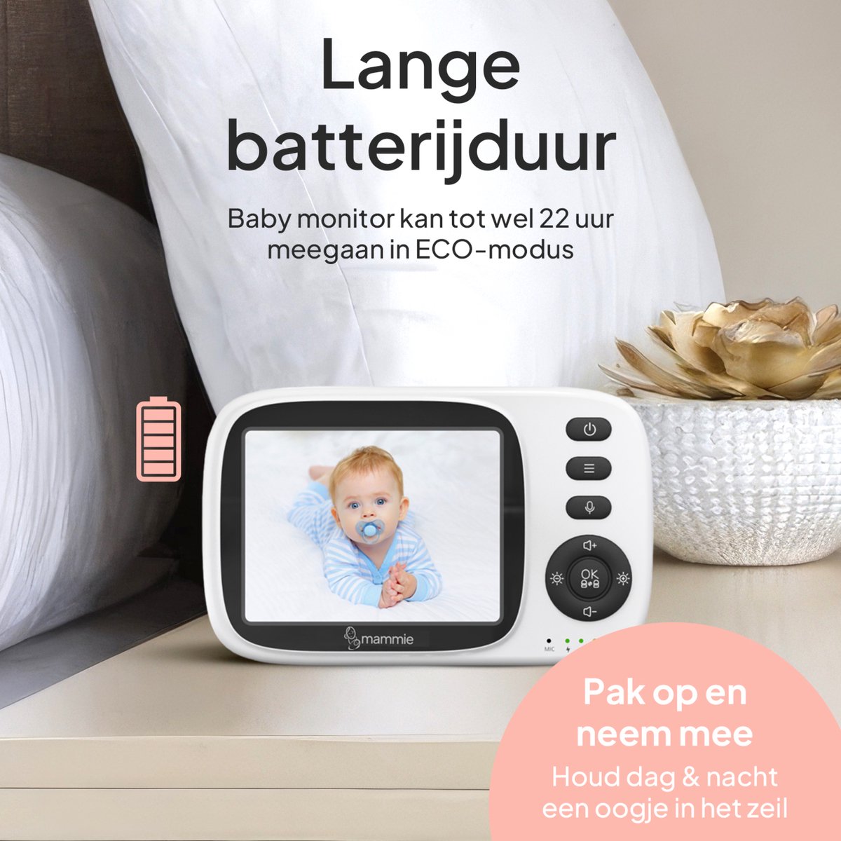 Mammie 3,2-inch videobabyfoon met camera thumbnail 5