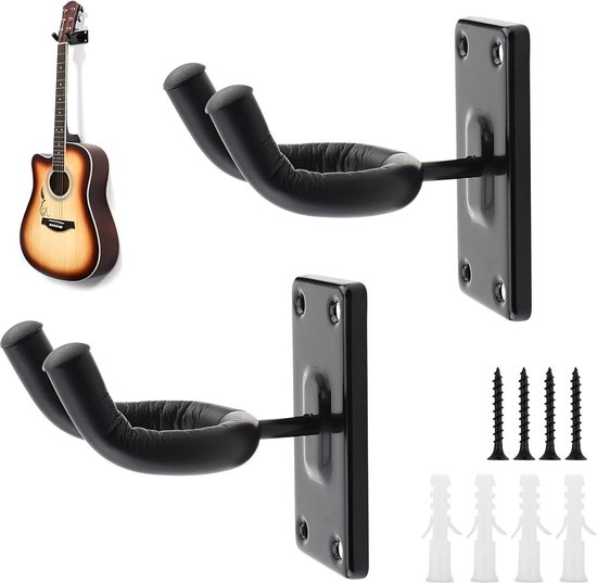 Support Mural Pour Guitare 2 Pièces - Pour Guitare Acoustique, Basse, Ukulélé - Inclut Vis Et Médiators