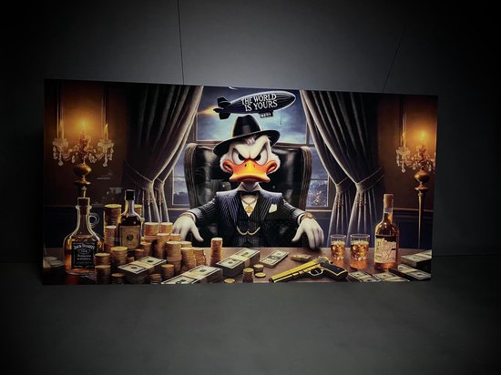 Dagobert Duck Money schilderij op plexiglas 120x50cm
