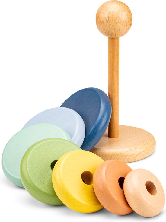 New Classic Toys - Houten Stapelringen - Stapeltoren - Ring Stapelaar - FSC van New Classic Toys — afbeelding 2