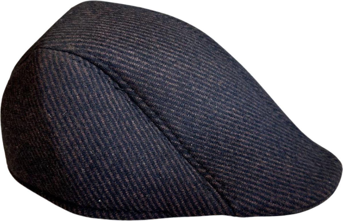 Flatcap Bruin/Zwart Vilt - Dames/Heren maat 58 - Platte Pet