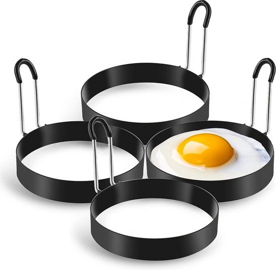 Foto: Ei vormpje 4 stuks omelette mal kookgereedschap rvs 7 6cm eitje bakken fried egg mold ei ringen set pannenkoekjes maker pannenkoek vorm keukenapparaat anti aanbak