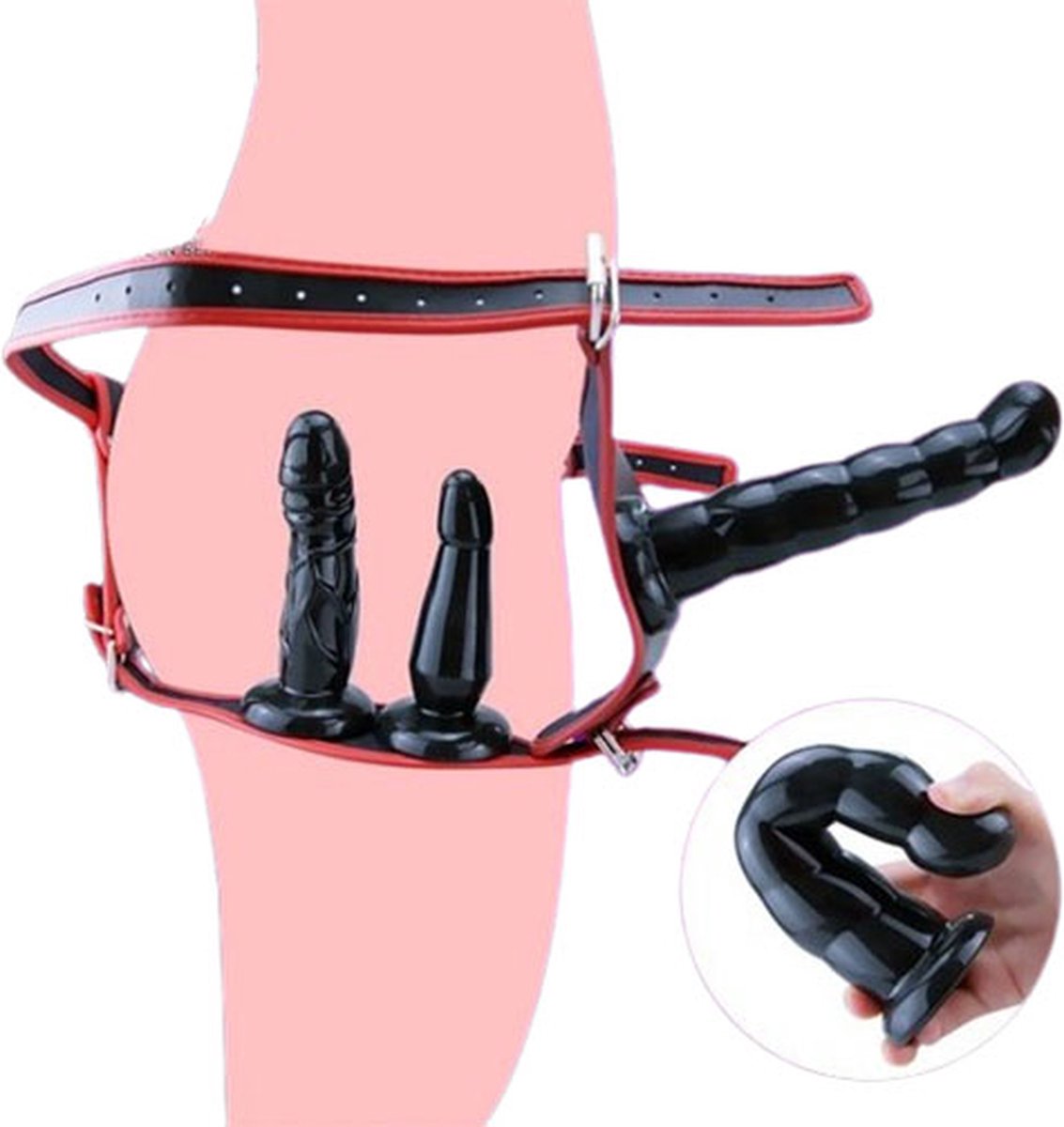 Goedkoopste Strap-on met dubbele penetratie | 3 in 1 | Triple penetratie | Voorbind penis | Exclusieve uitvoering