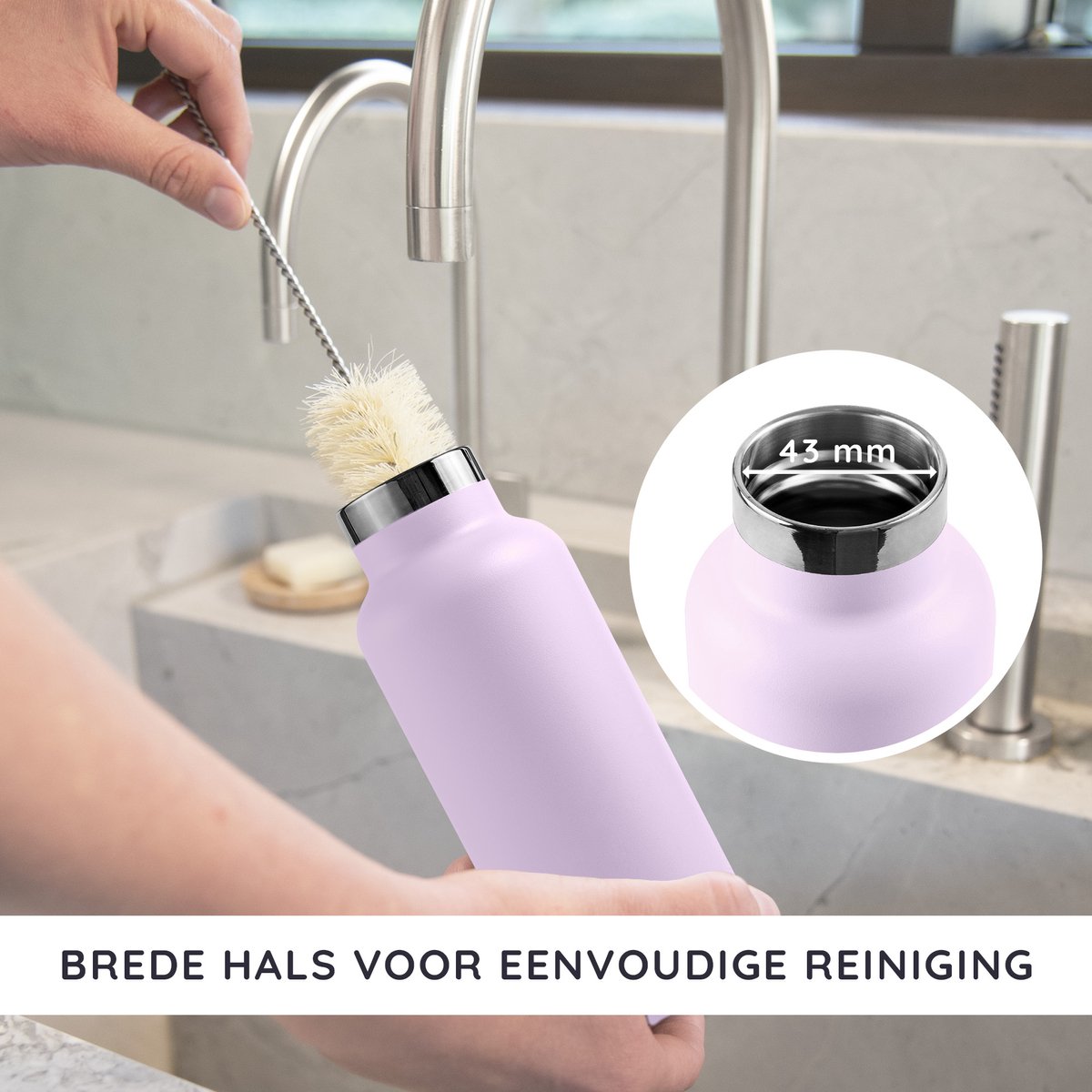 Bambaw® 1000ml RVS Thermosfles - Isoleerfles, Dubbelwandig, Lekvrijen, loodvrij en Plasticvrij Geïsoleerde Fles met Bamboe Deksel voor Warme en Koude Dranken - Ideaal voor Reizen, Werk, Yoga, Wandelen en Dagelijks Gebruik – violet — cadeau in Sport & Outdoor - foto 4