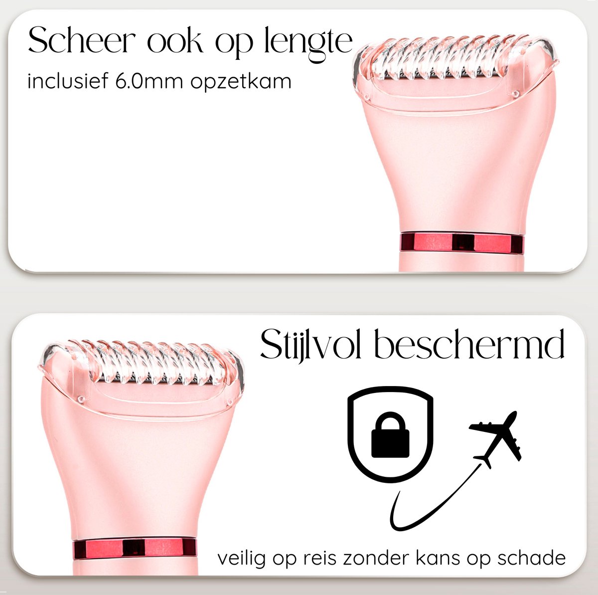 Ladyshave Gezicht - Oksels - Benen - Bikinilijn - Scheerapparaat Vrouw - Ontharingsapparaat Electrisch Ontharen - Gezichtsontharing Dames - Trimmer Vrouw - Ladyshaves Bikini - USB Oplaadbaar — afbeelding 6
