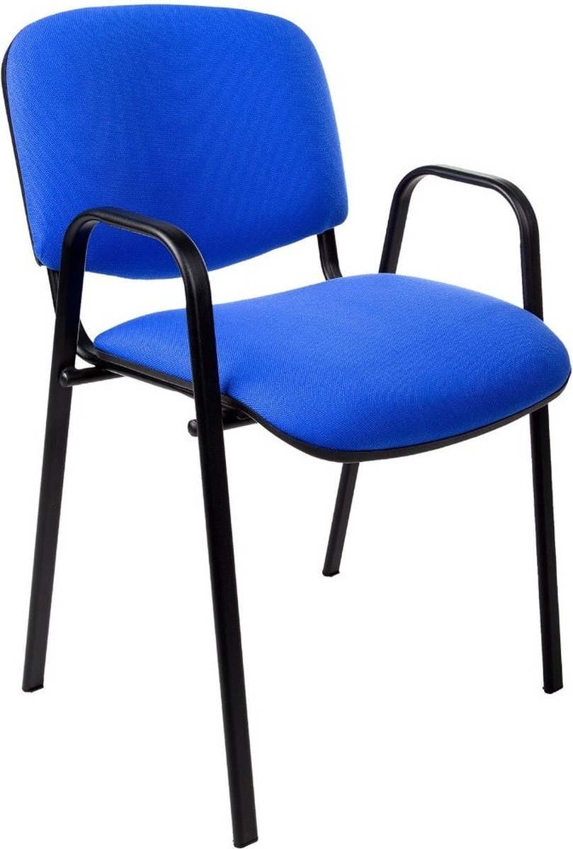 ABC Kantoormeubelen Vergaderstoel of conferentiestoel basic zwart frame met armleuningen Donkerblauw stof